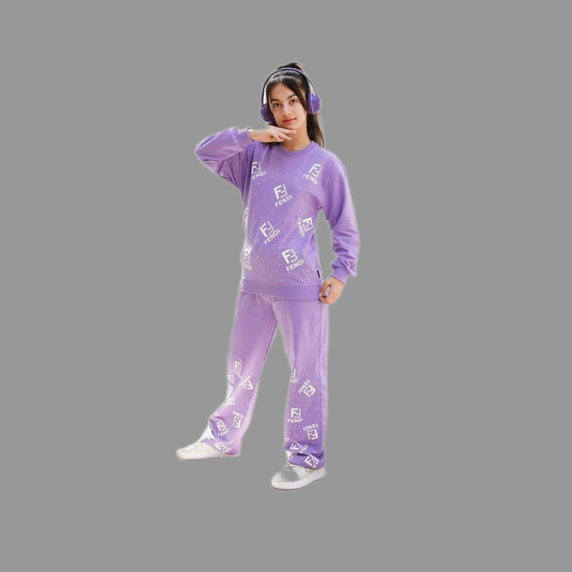 بلوز شلوار دخترونه طرح فندی جنس دورس پنبه اعلا