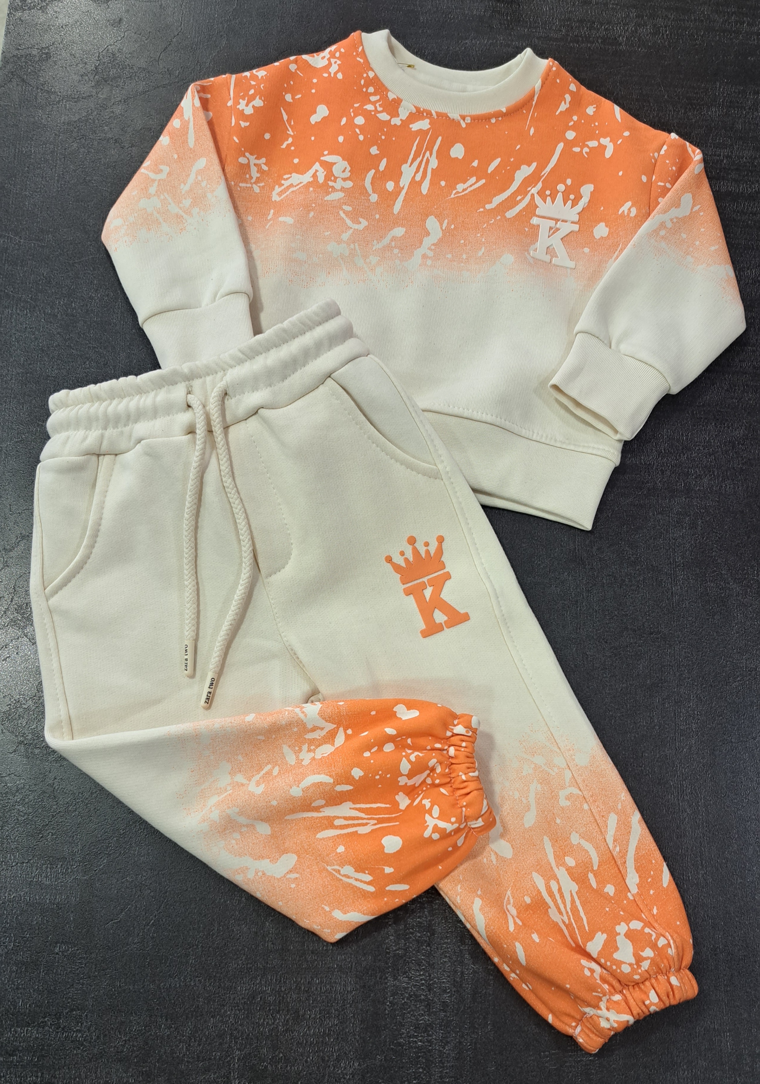 بلوز شلوار اسپرت دورس سه نخ (داخل کرکی) مناسب ۲ تا ۵ سال