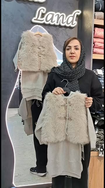 ست دو تیکه وارداتی سارافون بافت و وست خزدار سایز۴ تا ۹ سال